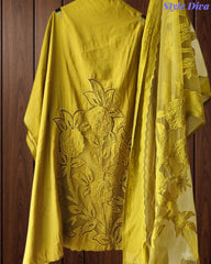 Modal Laser Cut Embroidered Un-Stitched Suit with Designer Dupatta