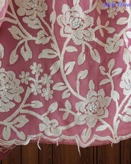 Premium Chinnon Overall Embroidered Unstitched Suit with Pearl Highlights