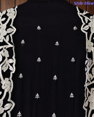 Premium Chinnon Overall Embroidered Unstitched Suit with Pearl Highlights