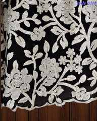 Premium Chinnon Overall Embroidered Unstitched Suit with Pearl Highlights