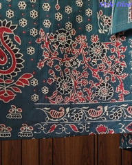 Pure Cotton Traditional Ajrak Printed Unstitched Suit With Zari Highlights & Mirror Work
