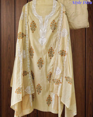 Mul Cotton Block Print Unstitched Suit with Embroidery & Block Print Dupatta