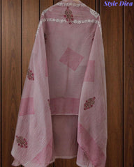 Mul Cotton Block Print Unstitched Suit with Embroidery & Block Print Dupatta
