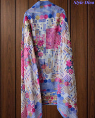 Pure Cotton Printed Unstitched Suit with Pearl Highlighting & Printed Dupatta