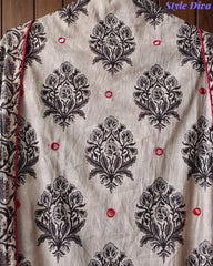 Pure Cotton Printed Unstitched Suit with Mirror Highlighting & Thread Embroidered Dupatta