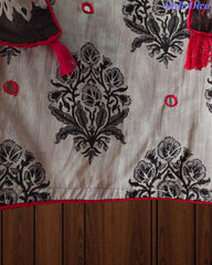 Pure Cotton Printed Unstitched Suit with Mirror Highlighting & Thread Embroidered Dupatta