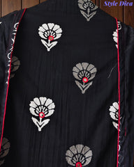 Pure Cotton Printed Unstitched Suit with Mirror Highlighting & Thread Embroidered Dupatta