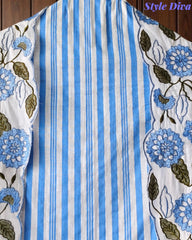 Cotton Printed Daman Embroidery Work Unstitched Suit with Muslin Scalloped Dupatta