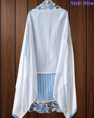 Cotton Printed Daman Embroidery Work Unstitched Suit with Muslin Scalloped Dupatta