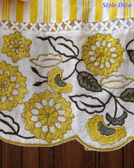 Cotton Printed Daman Embroidery Work Unstitched Suit with Muslin Scalloped Dupatta