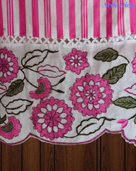 Cotton Printed Daman Embroidery Work Unstitched Suit with Muslin Scalloped Dupatta