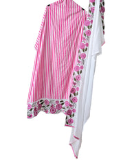 Cotton Printed Daman Embroidery Work Unstitched Suit with Muslin Scalloped Dupatta