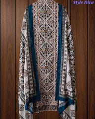 Premium Pure Cotton Digital Print Unstitched Suit Set  with Organza Embroidery