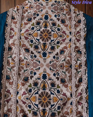 Premium Pure Cotton Digital Print Unstitched Suit Set  with Organza Embroidery