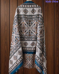 Premium Pure Cotton Digital Print Unstitched Suit Set  with Organza Embroidery