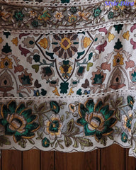 Premium Pure Cotton Digital Print Unstitched Suit Set  with Organza Embroidery