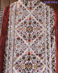 Premium Pure Cotton Digital Print Unstitched Suit Set  with Organza Embroidery