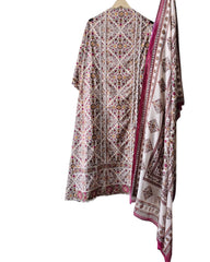 Premium Pure Cotton Digital Print Unstitched Suit Set  with Organza Embroidery