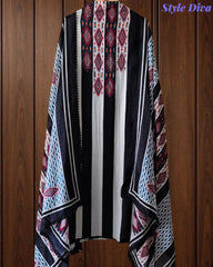 Mul Cotton Printed Unstitched Suit Set with Crochet Lacing, Pearl Highlighting & Digital Print Dupatta