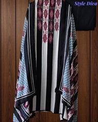 Mul Cotton Printed Unstitched Suit Set with Crochet Lacing, Pearl Highlighting & Digital Print Dupatta