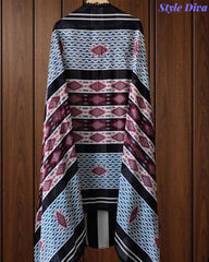 Mul Cotton Printed Unstitched Suit Set with Crochet Lacing, Pearl Highlighting & Digital Print Dupatta