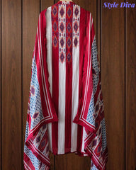 Mul Cotton Printed Unstitched Suit Set with Crochet Lacing, Pearl Highlighting & Digital Print Dupatta