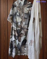 Wrinkle  Digital Print Unstitched Suit Set with Embroidery & Sequin Highlighting