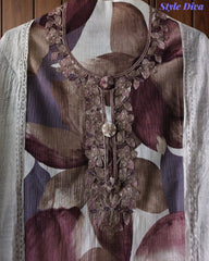 Wrinkle  Digital Print Unstitched Suit Set with Embroidery & Sequin Highlighting