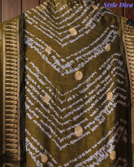 Cotton Maheshwari Digital Print Unstitched Suit Set with Banarasi Weaves & Banarasi Border Dupatta