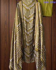 Cotton Maheshwari Digital Print Unstitched Suit Set with Banarasi Weaves & Banarasi Border Dupatta