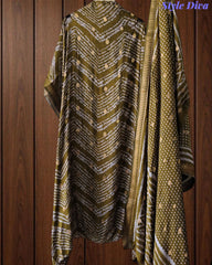 Cotton Maheshwari Digital Print Unstitched Suit Set with Banarasi Weaves & Banarasi Border Dupatta