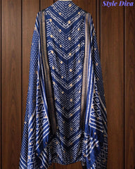 Cotton Maheshwari Digital Print Unstitched Suit Set with Banarasi Weaves & Banarasi Border Dupatta