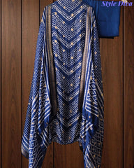 Cotton Maheshwari Digital Print Unstitched Suit Set with Banarasi Weaves & Banarasi Border Dupatta
