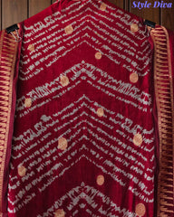 Cotton Maheshwari Digital Print Unstitched Suit Set with Banarasi Weaves & Banarasi Border Dupatta