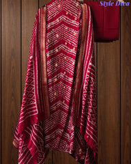 Cotton Maheshwari Digital Print Unstitched Suit Set with Banarasi Weaves & Banarasi Border Dupatta