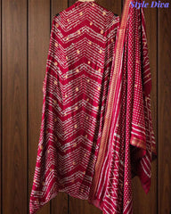 Cotton Maheshwari Digital Print Unstitched Suit Set with Banarasi Weaves & Banarasi Border Dupatta