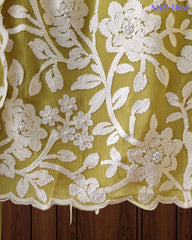 Premium Chinnon Overall Embroidered Unstitched Suit with Pearl Highlights