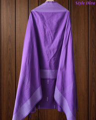 Pure Handloom Cotton Unstitched Suit Set with All-Over Embroidery & Tassel Dupatta