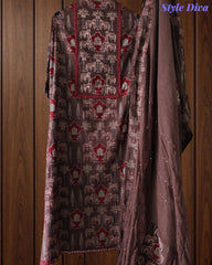Cotton Pichwai Art Unstitched Suit Set with Kota Dupatta & Zari Highlighting