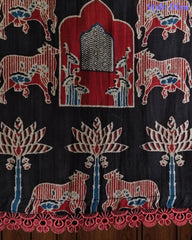 Cotton Pichwai Art Unstitched Suit Set with Kota Dupatta & Zari Highlighting