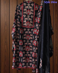 Cotton Pichwai Art Unstitched Suit Set with Kota Dupatta & Zari Highlighting