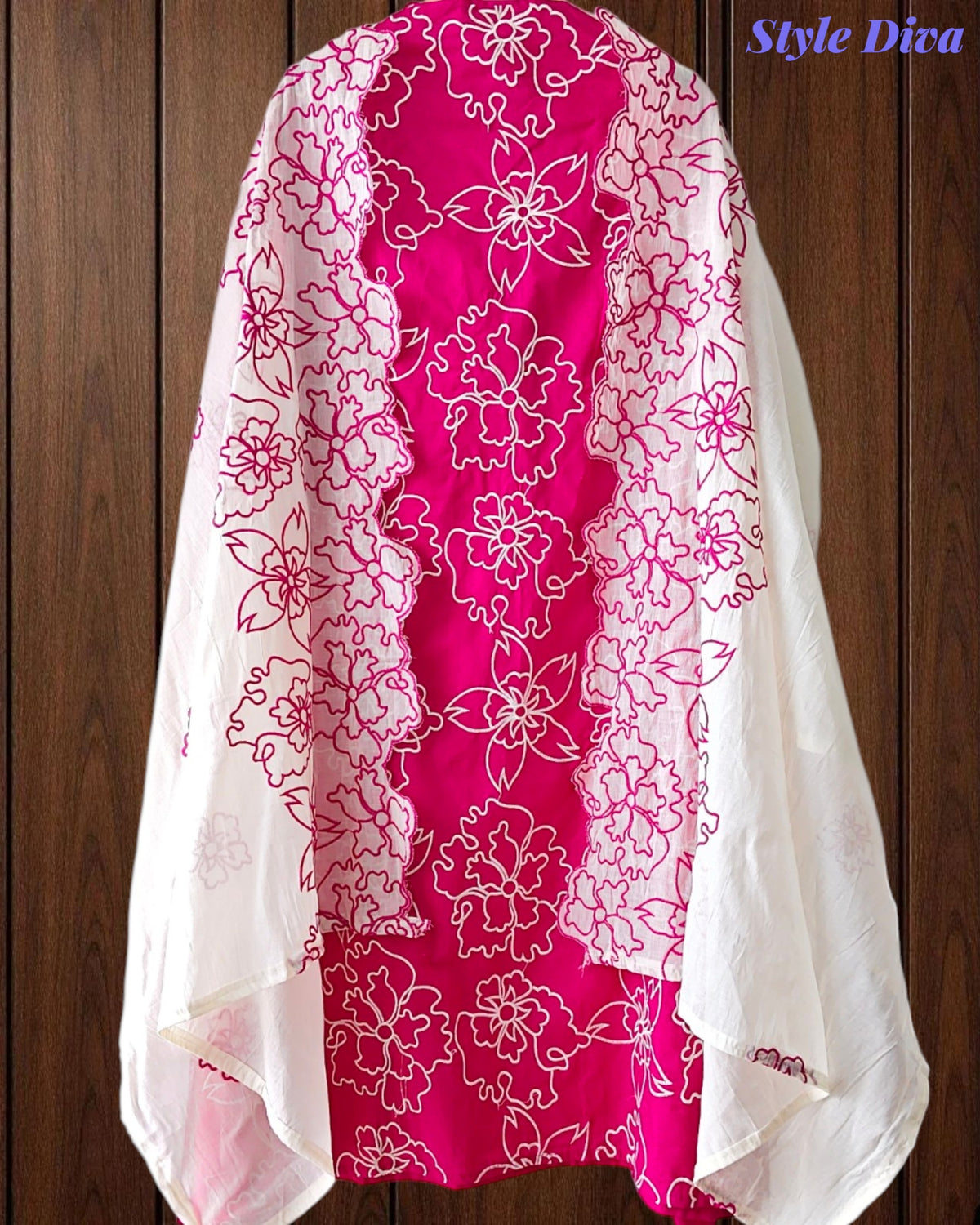 Pure Cotton Unstitched Suit Set with Overall Embroidery & Embroidered Cotton Dupatta