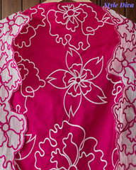 Pure Cotton Unstitched Suit Set with Overall Embroidery & Embroidered Cotton Dupatta