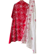 Pure Cotton Unstitched Suit Set with Overall Embroidery & Embroidered Cotton Dupatta