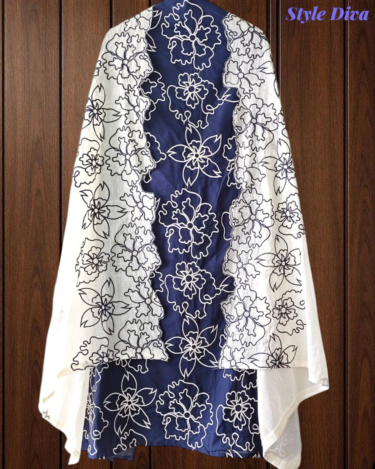 Pure Cotton Unstitched Suit Set with Overall Embroidery & Embroidered Cotton Dupatta
