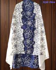 Pure Cotton Unstitched Suit Set with Overall Embroidery & Embroidered Cotton Dupatta