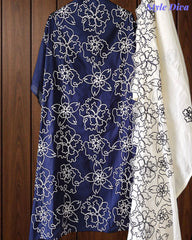 Pure Cotton Unstitched Suit Set with Overall Embroidery & Embroidered Cotton Dupatta