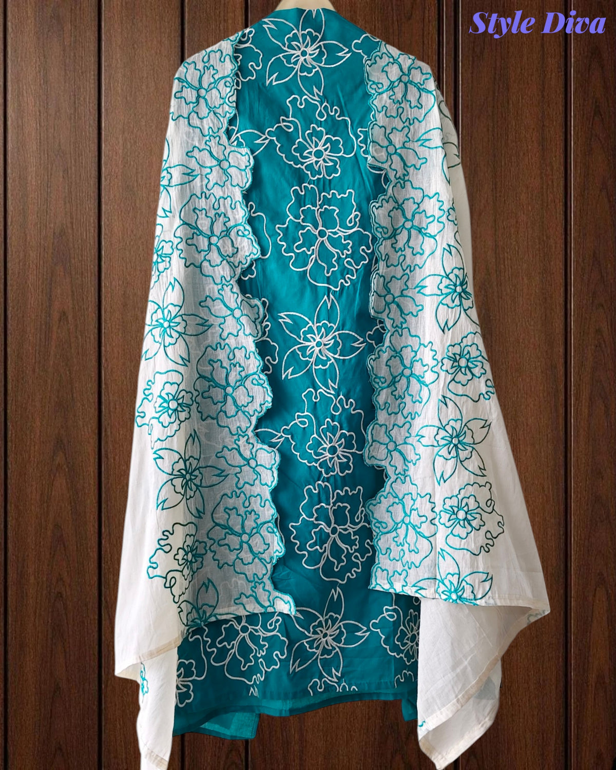 Women's Pure Cotton Unstitched Suit Set with Overall Embroidery & Embroidered Cotton Dupatta