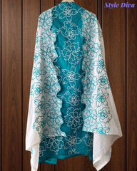 Women's Pure Cotton Unstitched Suit Set with Overall Embroidery & Embroidered Cotton Dupatta