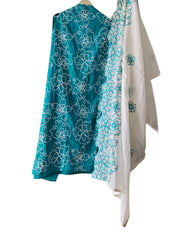 Women's Pure Cotton Unstitched Suit Set with Overall Embroidery & Embroidered Cotton Dupatta